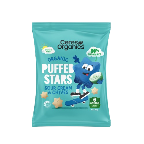 ceres organics puffed stars, organic, sour cream and chive