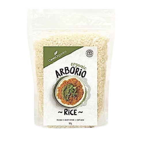 Bag of organic Arborio rice with Ceres Organics branding
