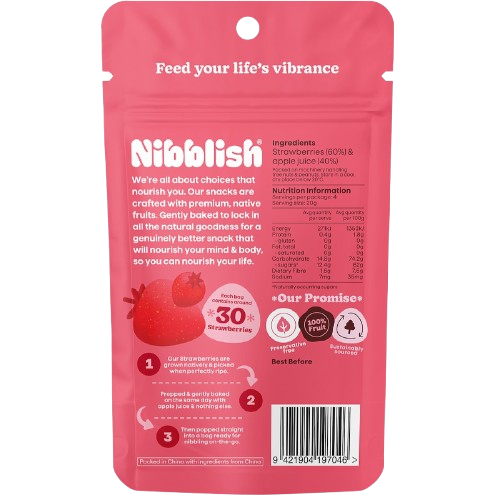 Nibblish strawberry gently baked fruit snack