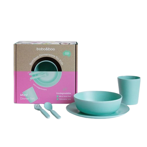 Bobo & Boo mint bamboo dinner set, eco-friendly dinnerwear for kids