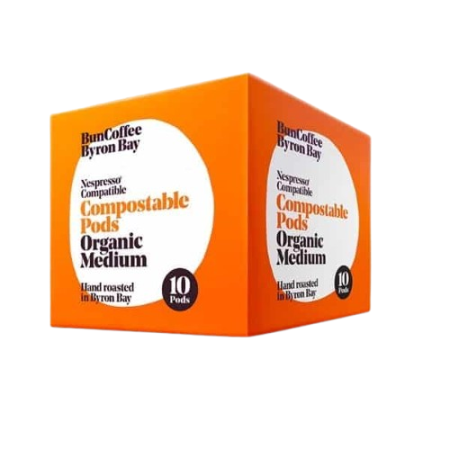Box of BunCoffee Byron Bay organic medium compostable coffee pods