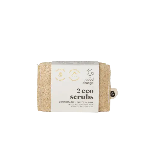 eco scrubs, good change store, eco friendly, loofah, wood pulp sponge,