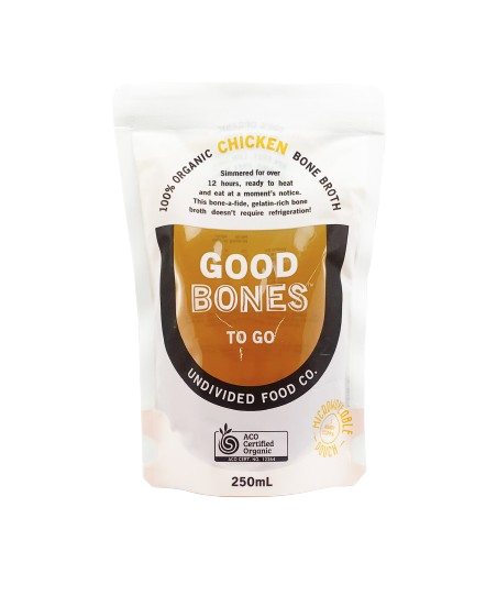 good bone to go, certified organic chicken bone broth, undivided food company