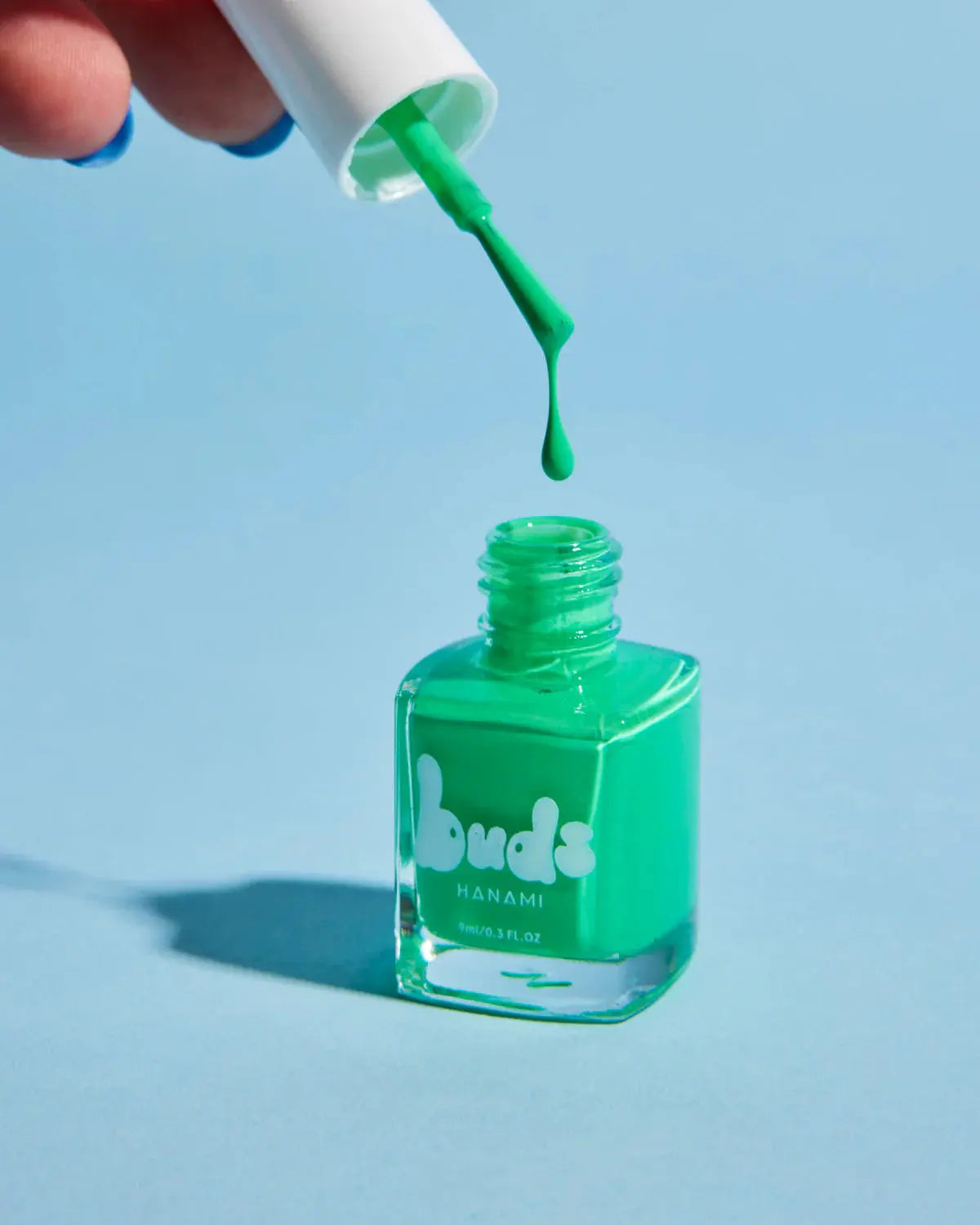 hanami buds nail polish, non toxic kids nail polish, lizard green