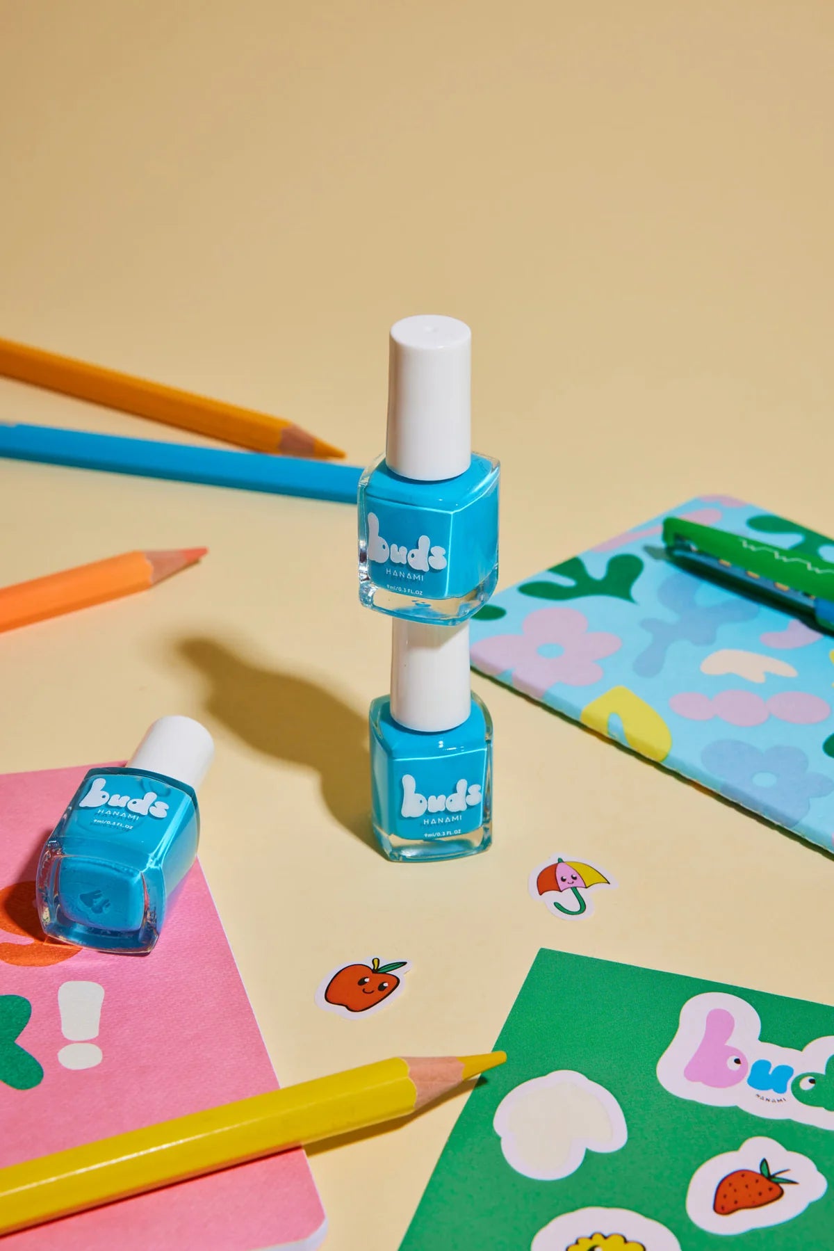 hanami buds sky blue nail polish styled