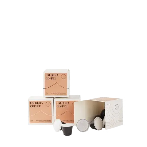 Caldera coffee home compostable coffe pods, organic and mycotoxin free coffee