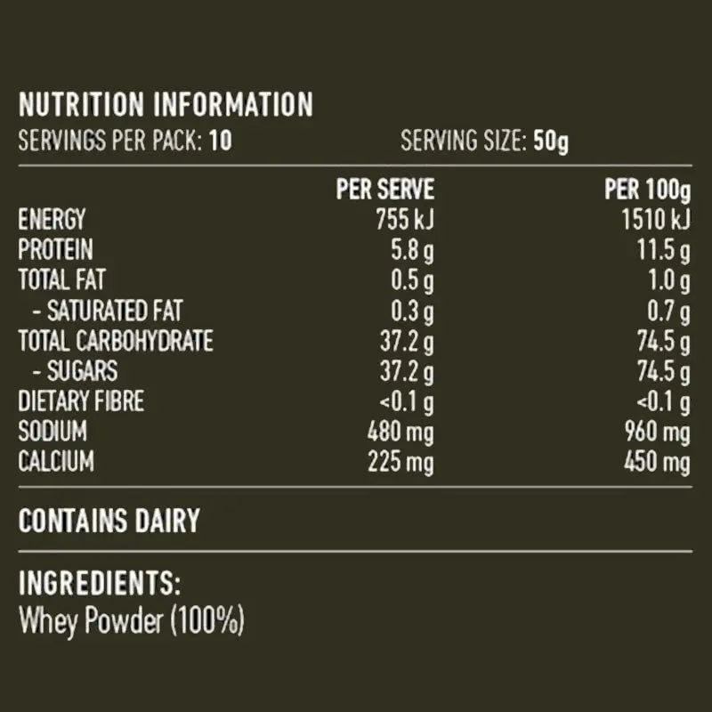 whey protein powder butritional information