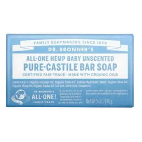 Dr. Bronner's All-one hemp baby unscented pure-castile soap bar