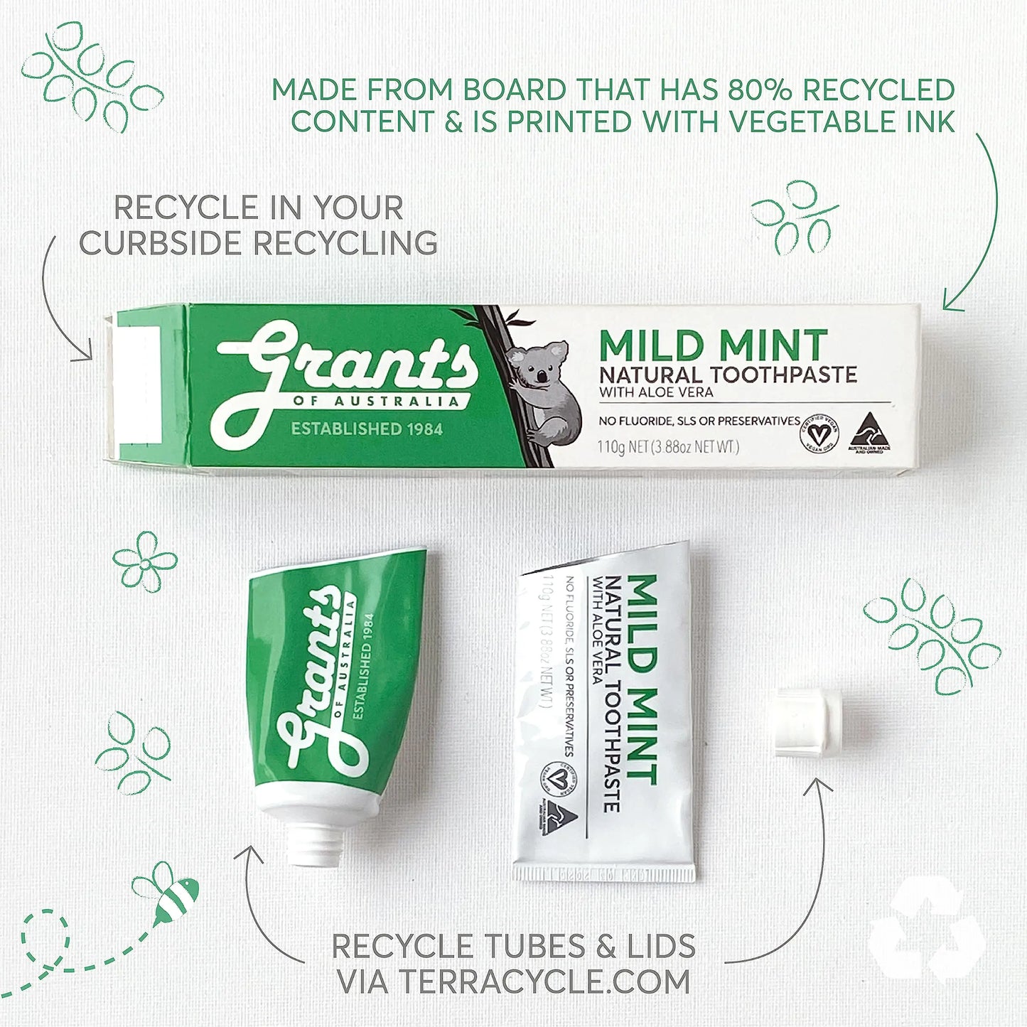 grants, grants of australia, mild mint, natural toothpaste, fluoride free toothpaste, preservative free toothpaste