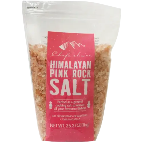 chef's choice, pink rock salt, rock salt, himalayan rock salt, front