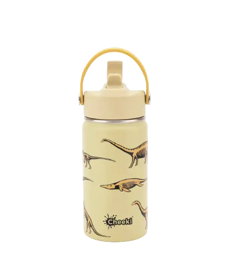 cheeki, drink bottle, stainless steel drink bottle, kids drink bottle, dinosaur