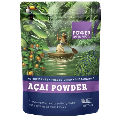 acai, acai powder, front, superfoods, power super foods