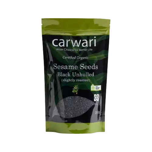 organic sesame seeds, sesame seeds, carwari, additive free, certified organic, front
