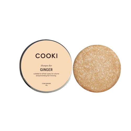 Cooki Shampoo Bar Ginger with packaging on a transparent background