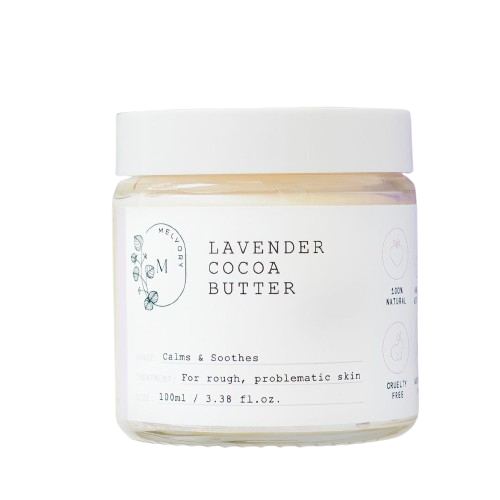 melvory Jar of lavender cocoa butter on a transparent background