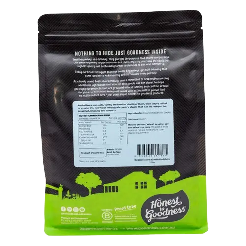 Organic Australian Rolled Oats 700g HONEST TO GOODNESS