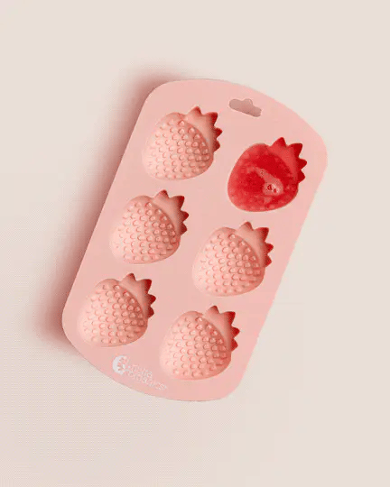 nutra organics strawberry gutsy gummy with strawberry silcone mould