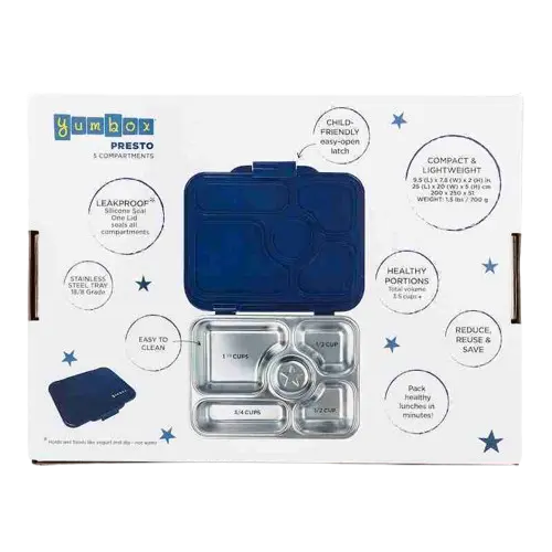 back packaging of yumbox preso stainless steel lunchbox