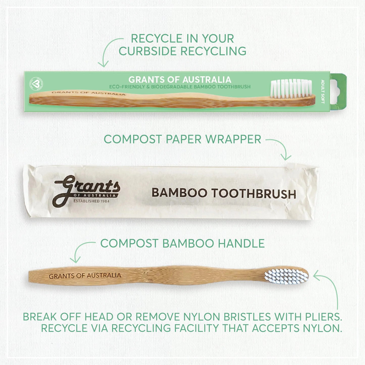 Bamboo Toothbrush - Adult Soft GRANTS OF AUSTRALIA