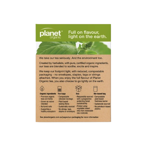 Planet Organic Tulsi Tea | Certified Organic Herbal Tea back