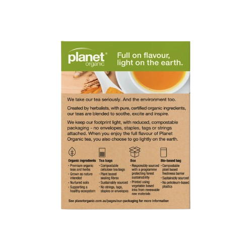 planet organic Turmeric and Ginger 25 Teabags - Certified Organic back