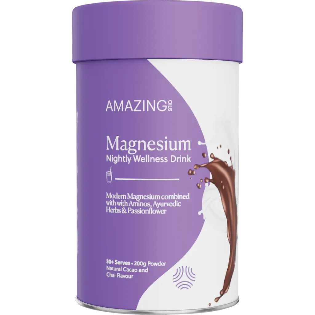 amazing oils, magnesium nightly wellness drink, front