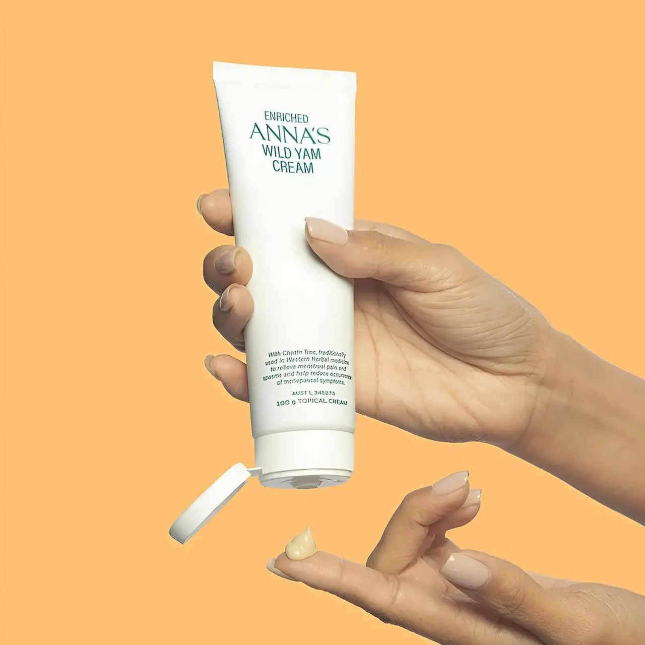 anna's wild yam cream tube in use