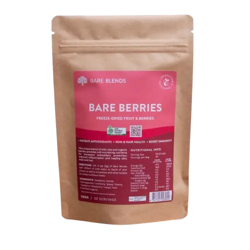 bare berries, freeze fried organic fruit and berries, bare blends