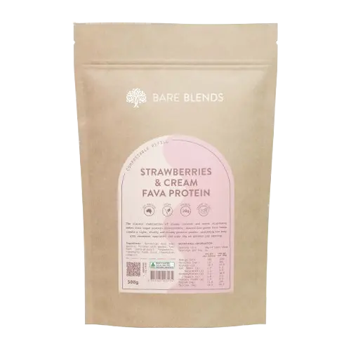 bare blends strawberry and cream fava protein