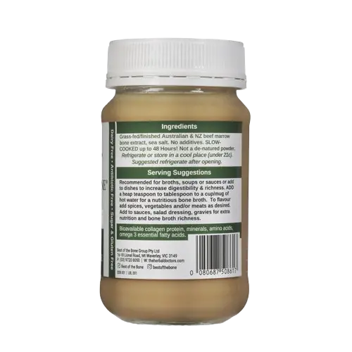 best of the bones original bone broth concentrate, back of jar