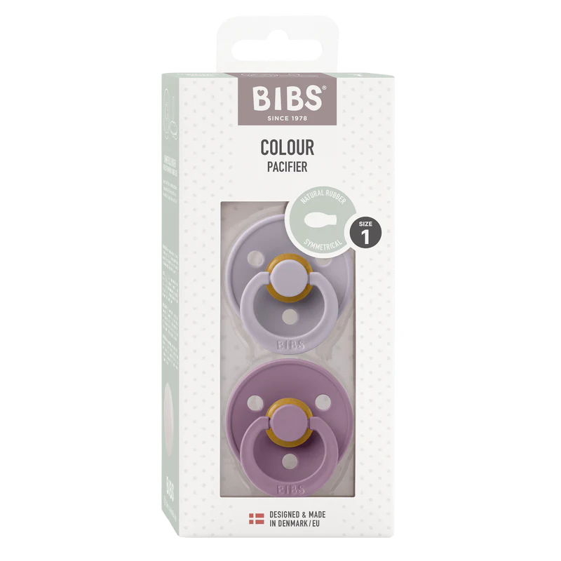 BIBS colour pacifier packaging with two pacifiers inside on a white background