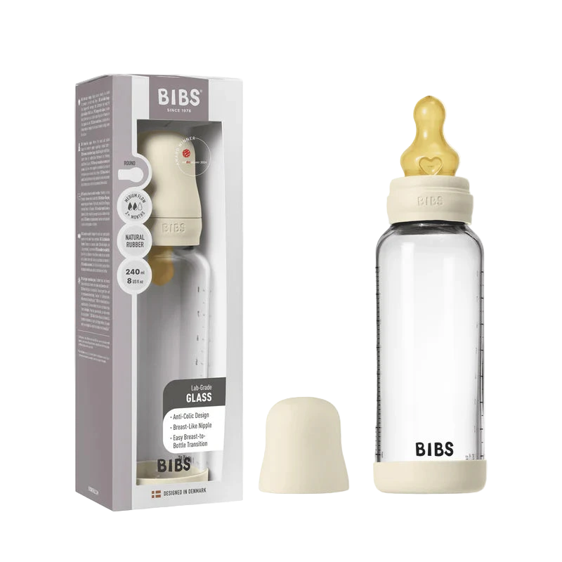BIBS baby bottle with packaging on a white background