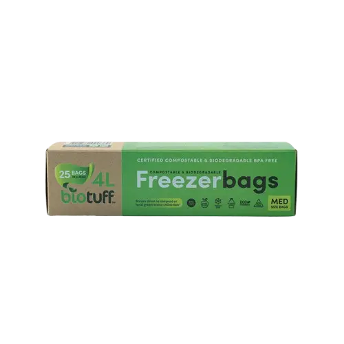 biotuff freezer bags med, compostable and biodegradable