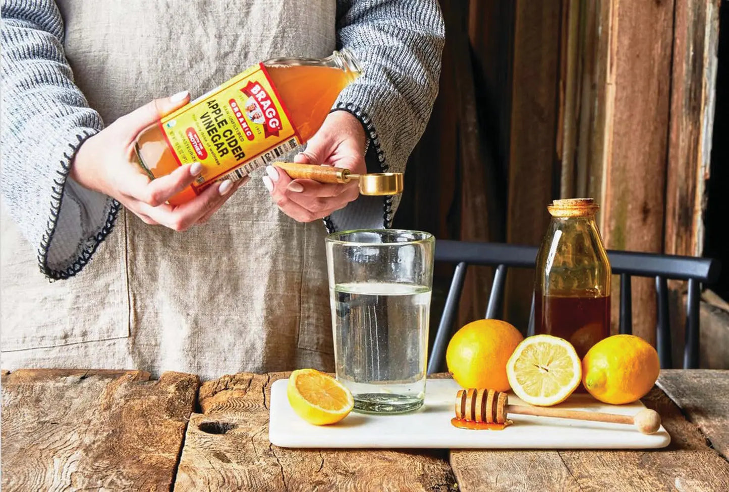 Bragg organic Apple Cider Vinegar with lemon water