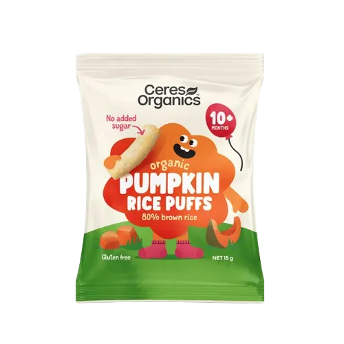 ceres organics organic rice puffs, additive free snacks,