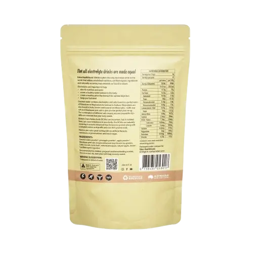 eden healthfoods electralyte drink pineapple and apple back