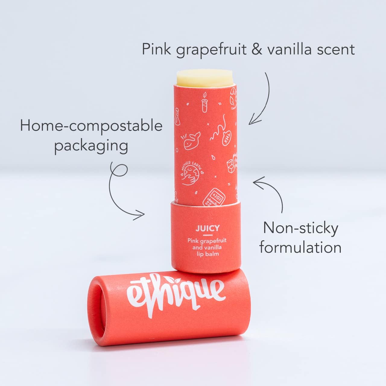 ethique juicy lip balm, additive free, low tox lip balm