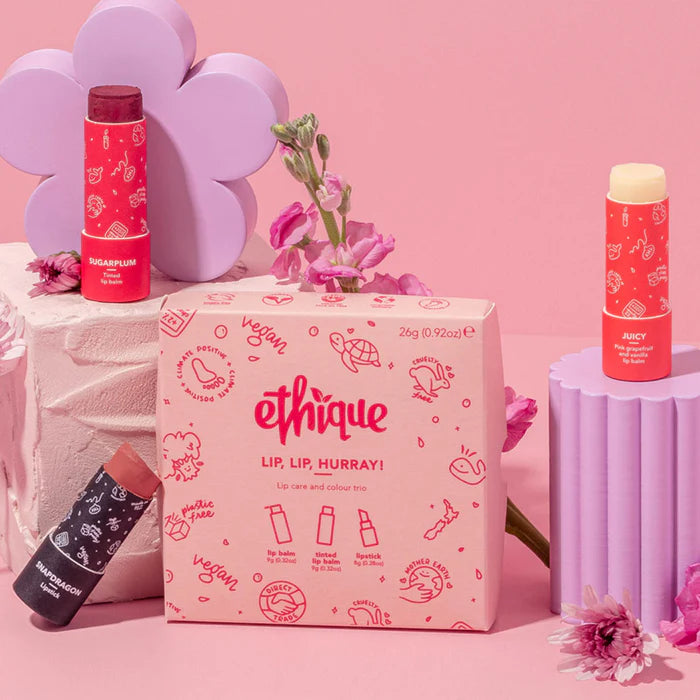 Ethique lip balm packaging gift set, lip lip hooray
