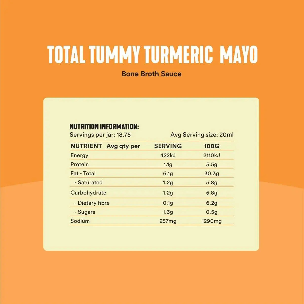 gevity rx bone broth sauce total tummy turmeric mayo nutrition information