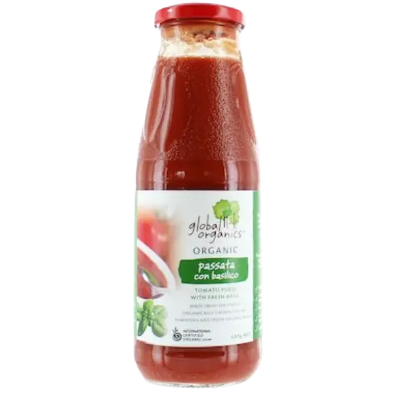 Organic Passata - Tomato Puree with fresh Basil GLOBAL ORGANICS