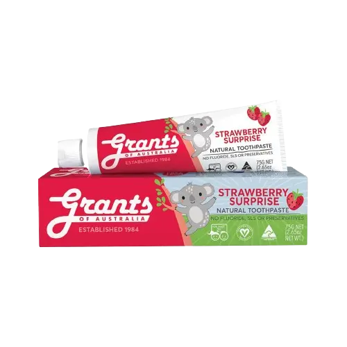 Strawberry Surprise Kids Natural Toothpaste - Fluoride Free GRANTS OF AUSTRALIA