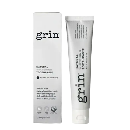 grin natural whitening toothpaste with flouride