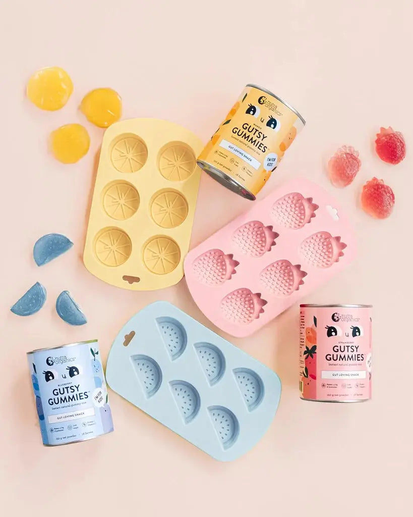 nutra organics gutsy gummy moulds with gutsy gummies range