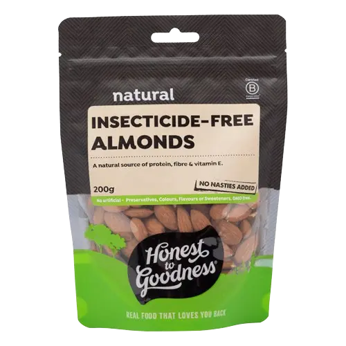 honest to goodness insecticide-free almonds