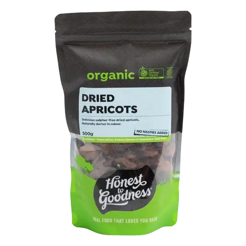 honest to goodness organic dried apricots, additive free