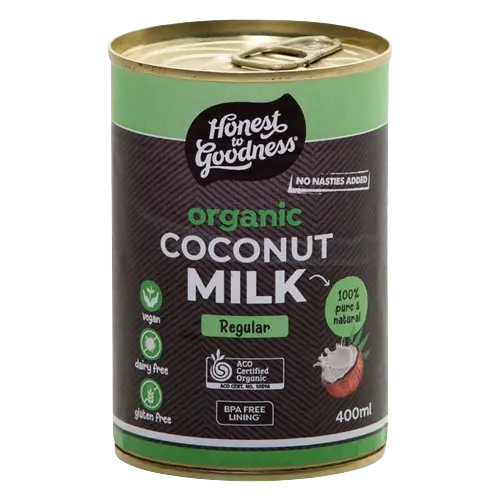 honest to goodness organic coconut milk, additive free