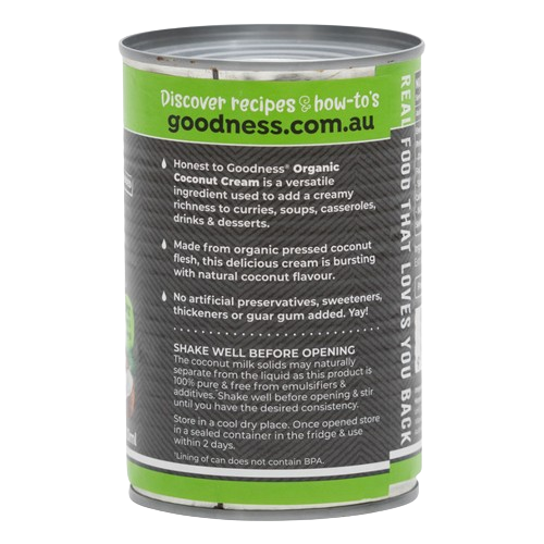 honest to good organic coconut cream