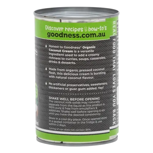 honest to good organic coconut cream