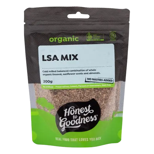 honest to goodness organic LSA mix, additive free