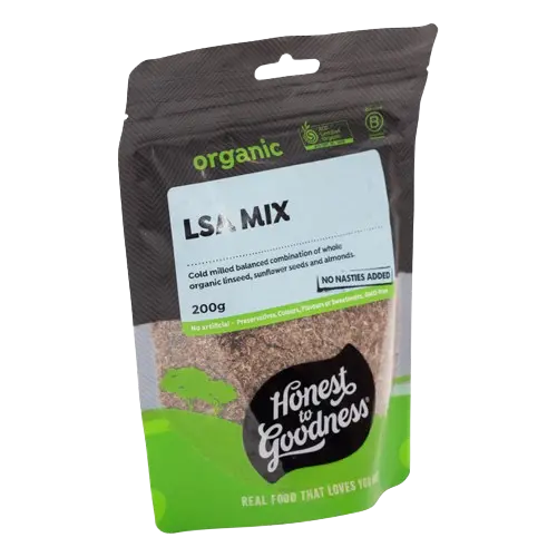 honest to goodness organic LSA mix, additive free nuts and seeds